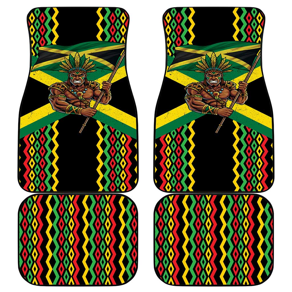Jamaica Warrior Spirit Car Mats Tribal Fighter in Reggae Colors - Wonder Print Shop