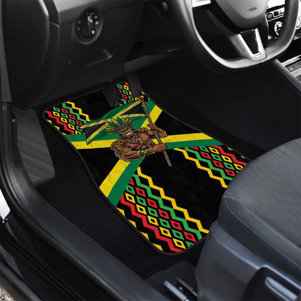Jamaica Warrior Spirit Car Mats Tribal Fighter in Reggae Colors - Wonder Print Shop