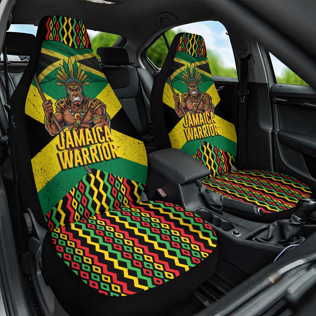 Jamaica Warrior Spirit Car Seat Cover Tribal Fighter in Reggae Colors - Wonder Print Shop
