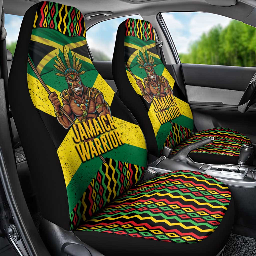 Jamaica Warrior Spirit Car Seat Cover Tribal Fighter in Reggae Colors - Wonder Print Shop