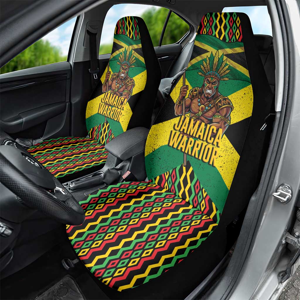 Jamaica Warrior Spirit Car Seat Cover Tribal Fighter in Reggae Colors - Wonder Print Shop