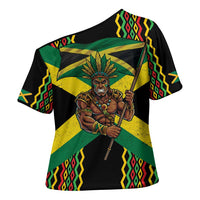Jamaica Warrior Spirit Cross Shoulder Shirt Tribal Fighter in Reggae Colors - Wonder Print Shop