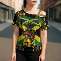 Jamaica Warrior Spirit Cross Shoulder Shirt Tribal Fighter in Reggae Colors - Wonder Print Shop