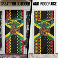 Jamaica Warrior Spirit Door Cover Tribal Fighter in Reggae Colors - Wonder Print Shop
