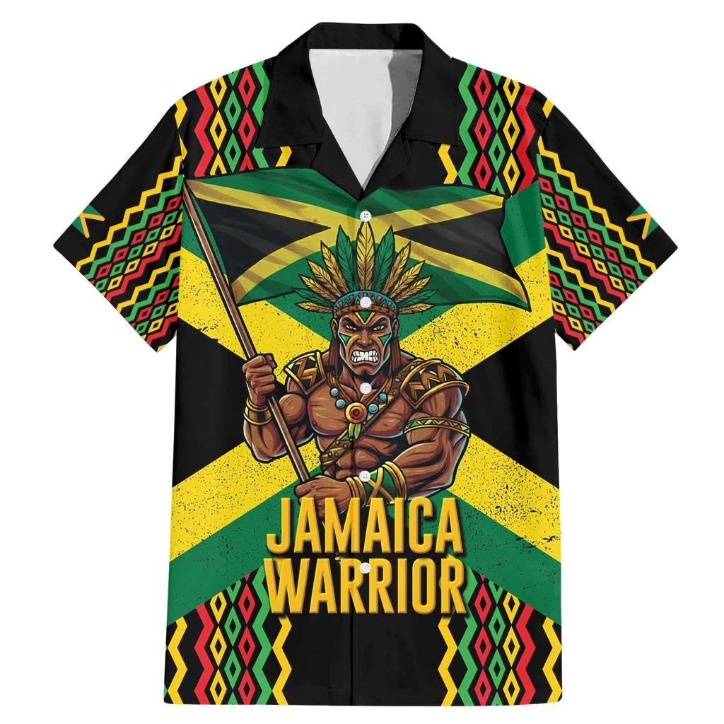 Jamaica Warrior Spirit Family Matching Mermaid Dress and Hawaiian Shirt Tribal Fighter in Reggae Colors - Wonder Print Shop