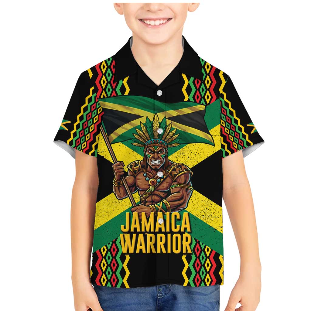 Jamaica Warrior Spirit Family Matching Mermaid Dress and Hawaiian Shirt Tribal Fighter in Reggae Colors - Wonder Print Shop