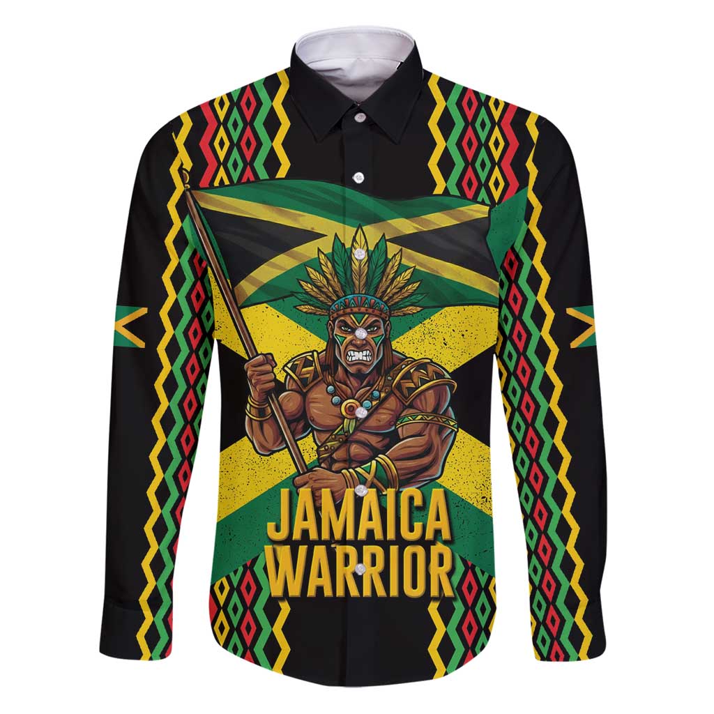 Jamaica Warrior Spirit Family Matching Puletasi and Hawaiian Shirt Tribal Fighter in Reggae Colors - Wonder Print Shop