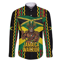Jamaica Warrior Spirit Family Matching Puletasi and Hawaiian Shirt Tribal Fighter in Reggae Colors - Wonder Print Shop