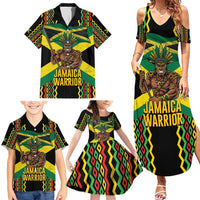 Jamaica Warrior Spirit Family Matching Summer Maxi Dress and Hawaiian Shirt Tribal Fighter in Reggae Colors - Wonder Print Shop