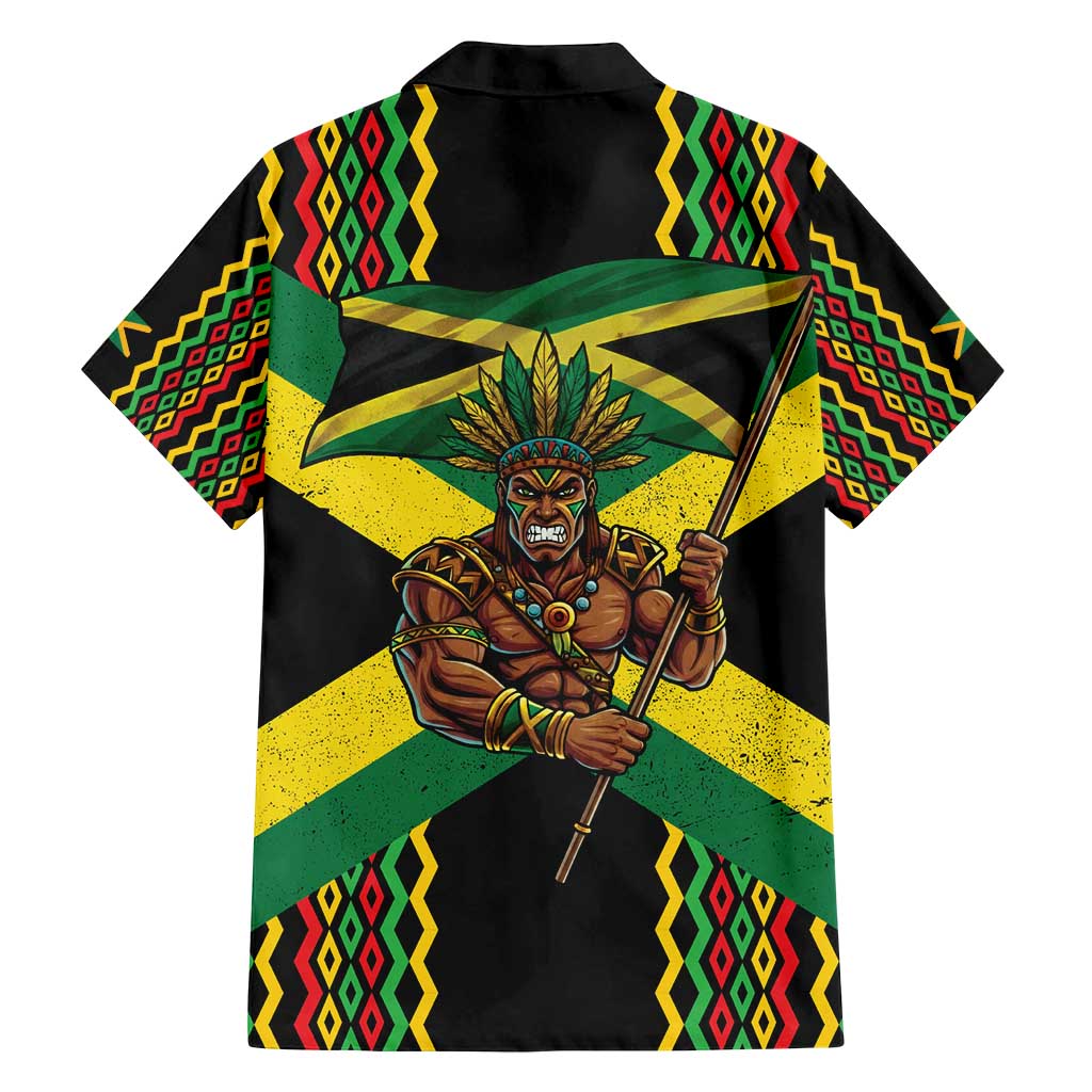 Jamaica Warrior Spirit Family Matching Tank Maxi Dress and Hawaiian Shirt Tribal Fighter in Reggae Colors - Wonder Print Shop
