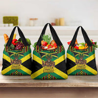 Jamaica Warrior Spirit Grocery Bag Tribal Fighter in Reggae Colors - Wonder Print Shop