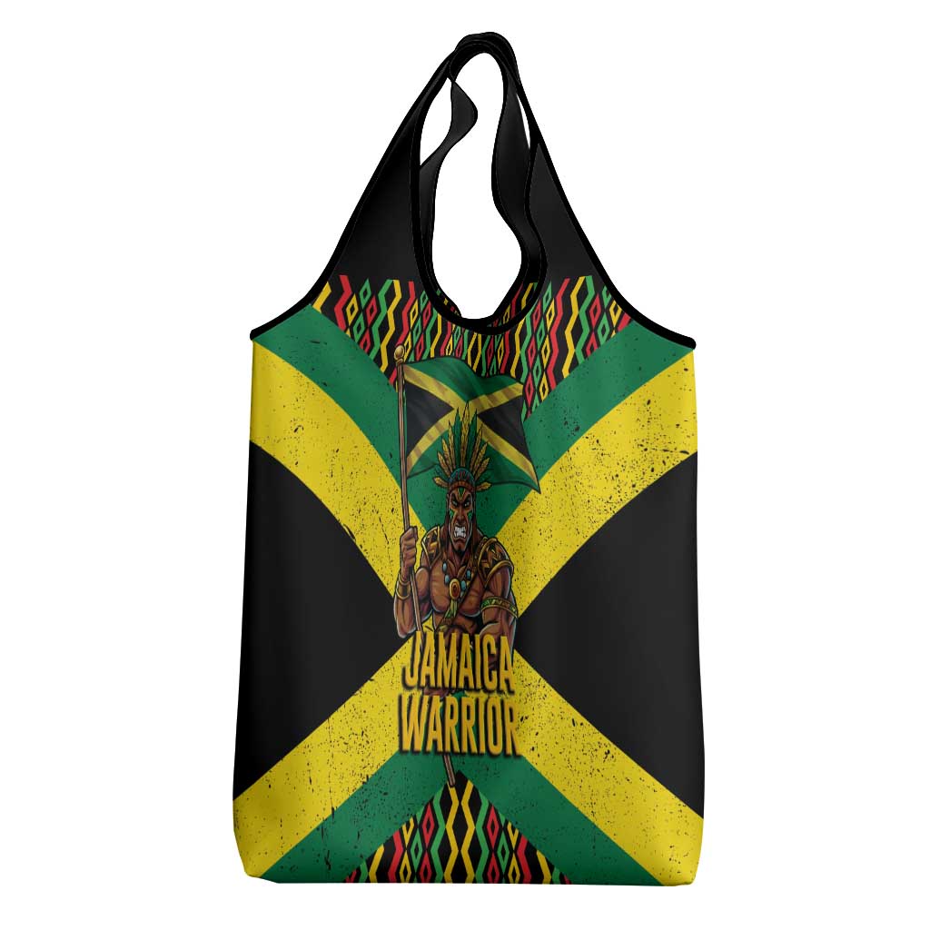 Jamaica Warrior Spirit Grocery Bag Tribal Fighter in Reggae Colors - Wonder Print Shop