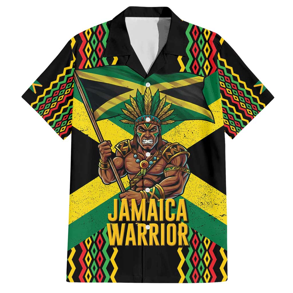 Jamaica Warrior Spirit Hawaiian Shirt Tribal Fighter in Reggae Colors - Wonder Print Shop