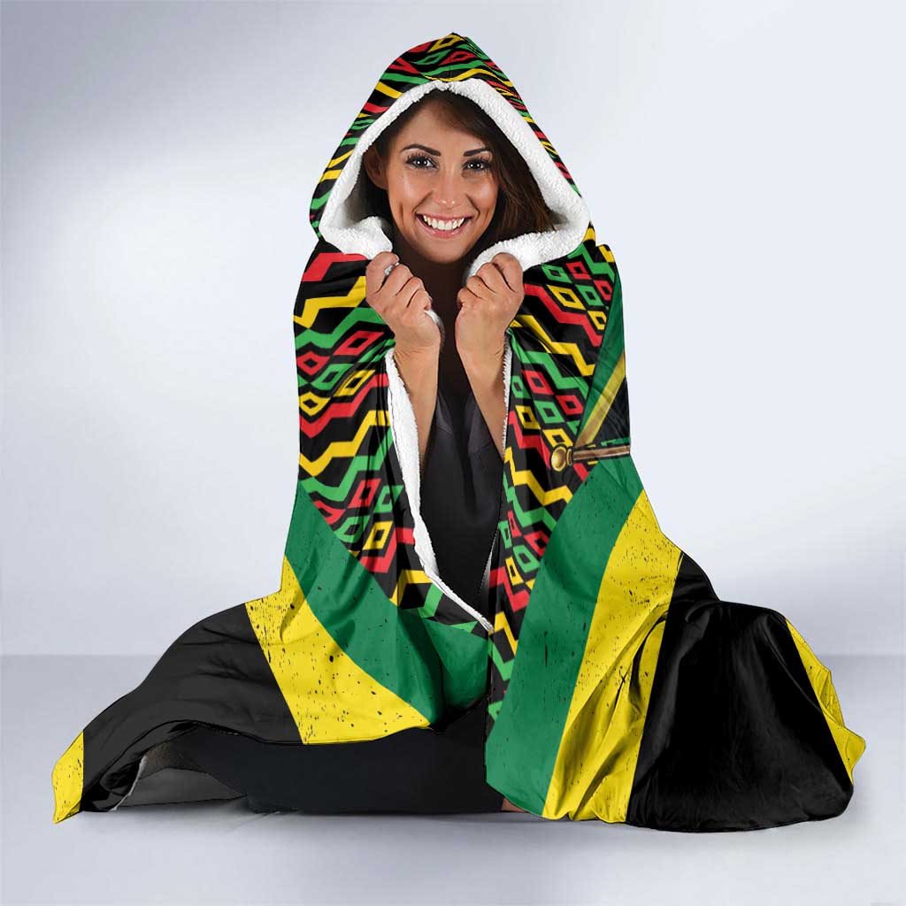 Jamaica Warrior Spirit Hooded Blanket Tribal Fighter in Reggae Colors - Wonder Print Shop