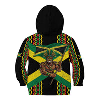 Jamaica Warrior Spirit Kid Hoodie Tribal Fighter in Reggae Colors - Wonder Print Shop