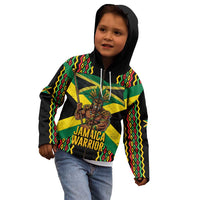 Jamaica Warrior Spirit Kid Hoodie Tribal Fighter in Reggae Colors - Wonder Print Shop