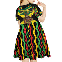 Jamaica Warrior Spirit Kid Short Sleeve Dress Tribal Fighter in Reggae Colors - Wonder Print Shop