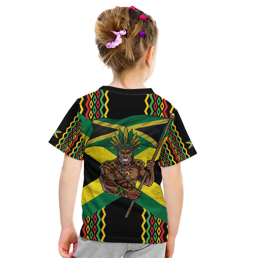 Jamaica Warrior Spirit Kid T Shirt Tribal Fighter in Reggae Colors - Wonder Print Shop