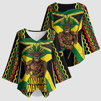 Jamaica Warrior Spirit Kimono Sleeve Blouse Tribal Fighter in Reggae Colors - Wonder Print Shop