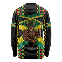 Jamaica Warrior Spirit Long Sleeve Shirt Tribal Fighter in Reggae Colors - Wonder Print Shop