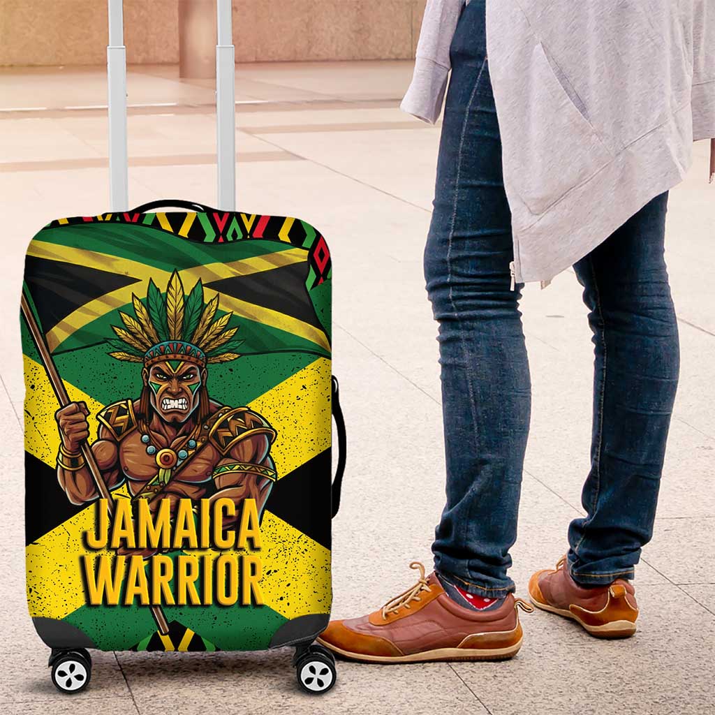 Jamaica Warrior Spirit Luggage Cover Tribal Fighter in Reggae Colors - Wonder Print Shop