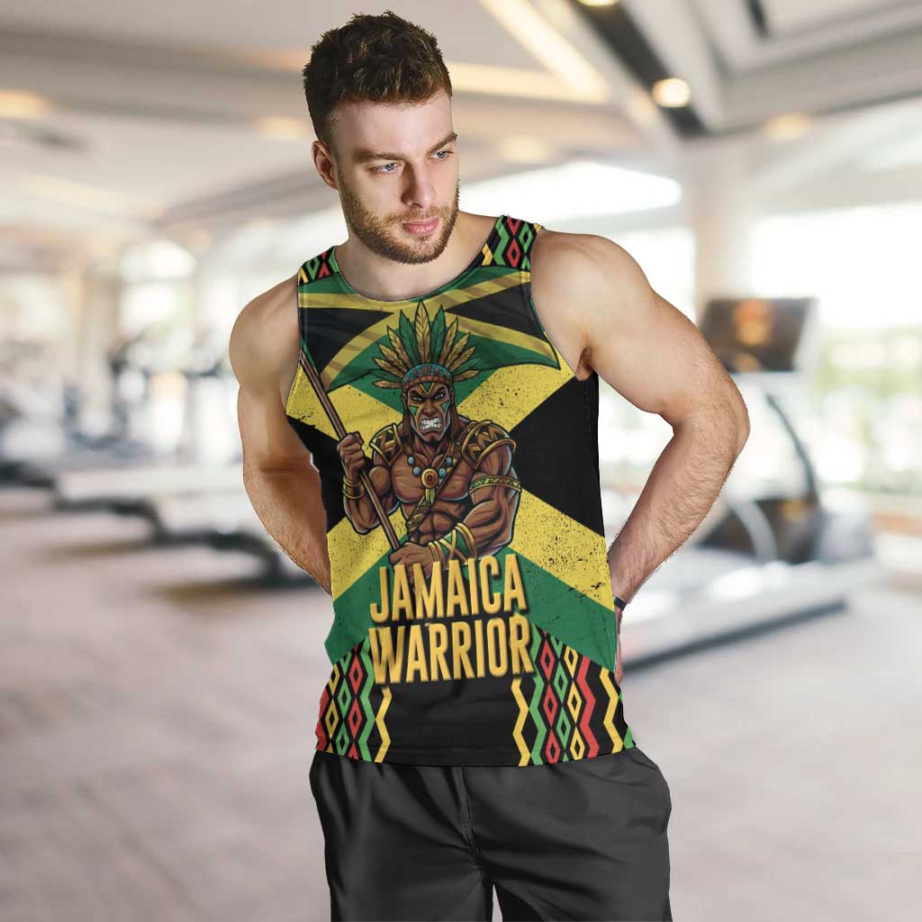 Jamaica Warrior Spirit Men Tank Top Tribal Fighter in Reggae Colors - Wonder Print Shop