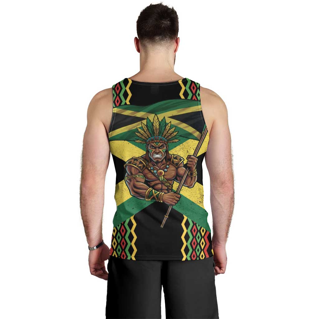 Jamaica Warrior Spirit Men Tank Top Tribal Fighter in Reggae Colors - Wonder Print Shop