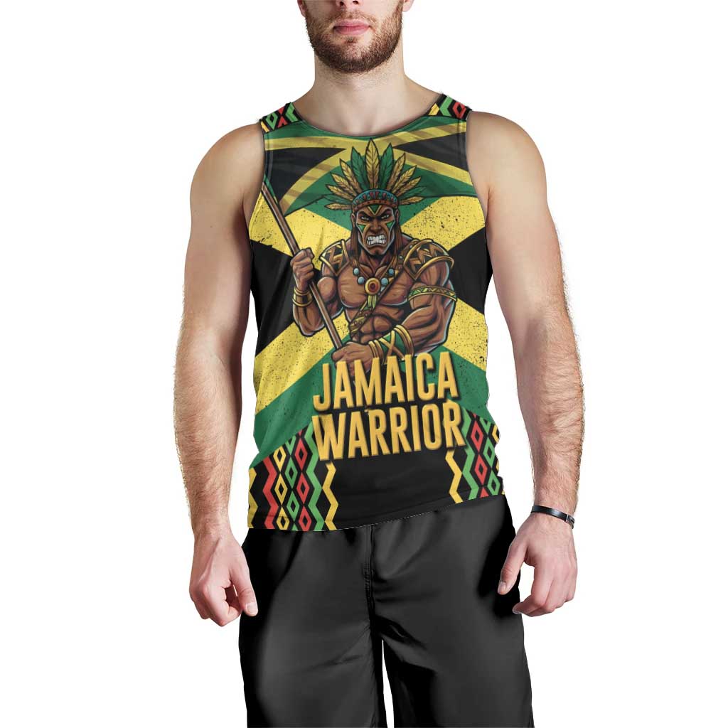 Jamaica Warrior Spirit Men Tank Top Tribal Fighter in Reggae Colors - Wonder Print Shop