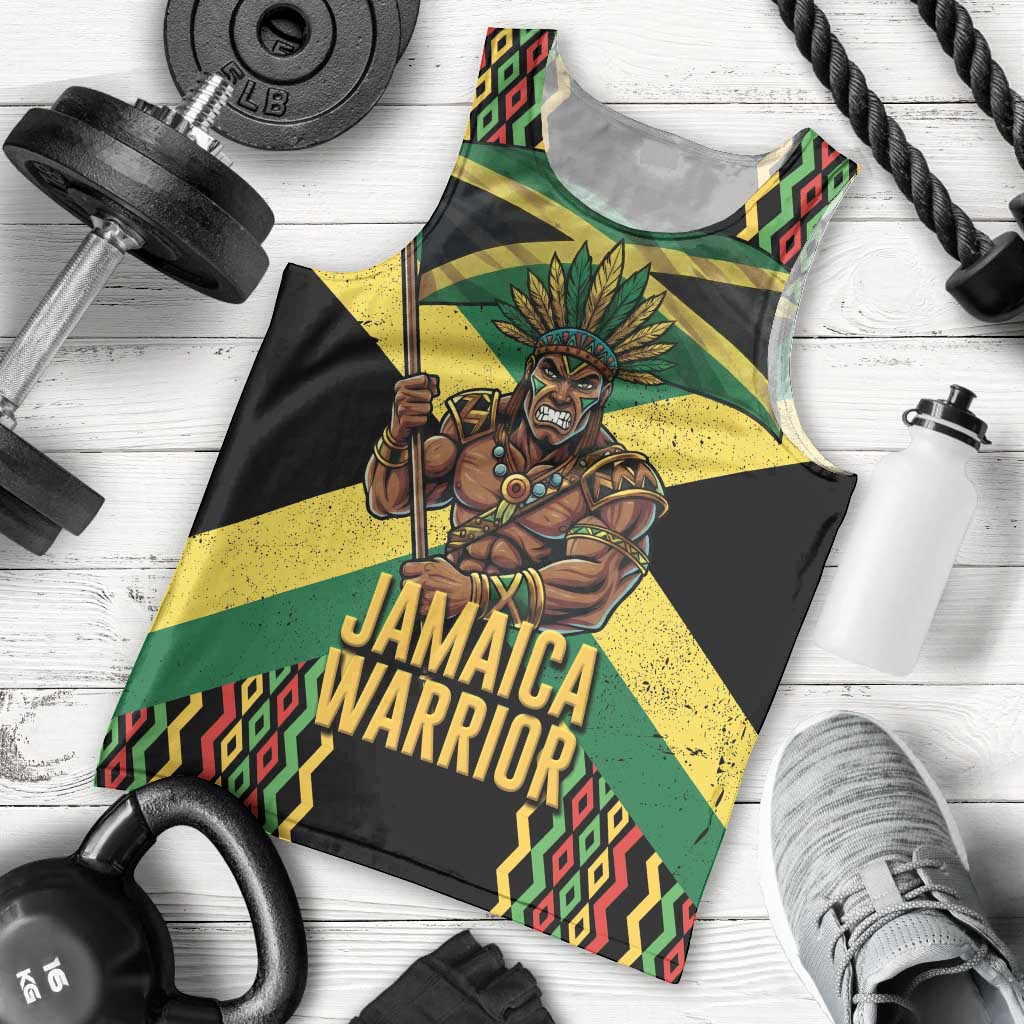 Jamaica Warrior Spirit Men Tank Top Tribal Fighter in Reggae Colors - Wonder Print Shop