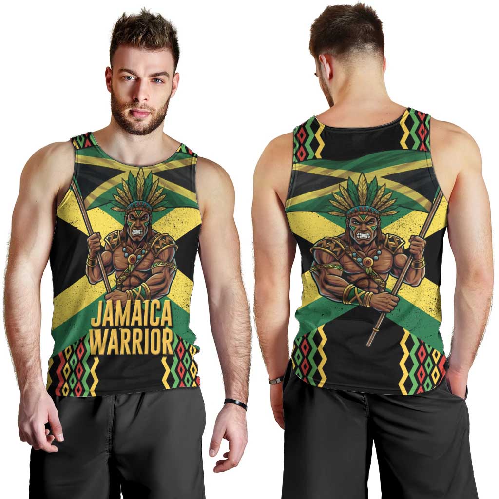 Jamaica Warrior Spirit Men Tank Top Tribal Fighter in Reggae Colors - Wonder Print Shop