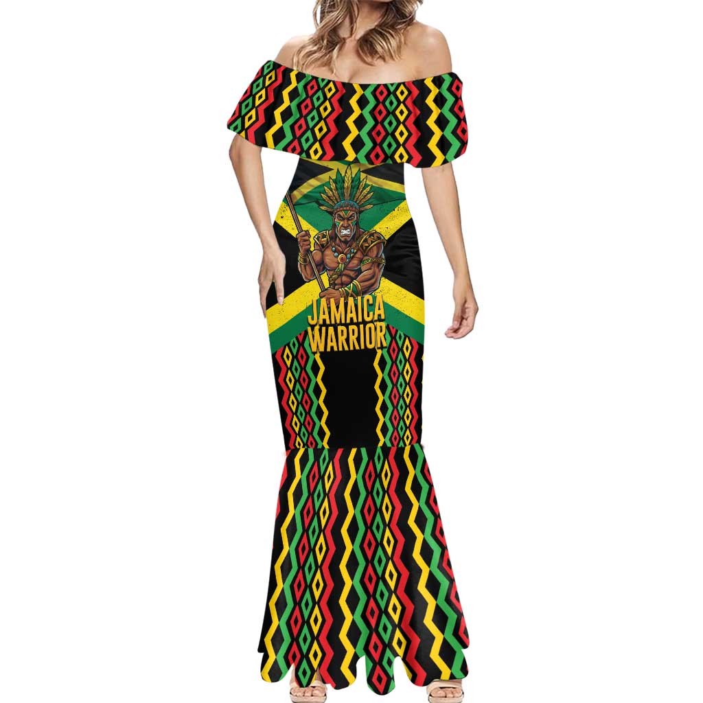 Jamaica Warrior Spirit Mermaid Dress Tribal Fighter in Reggae Colors - Wonder Print Shop