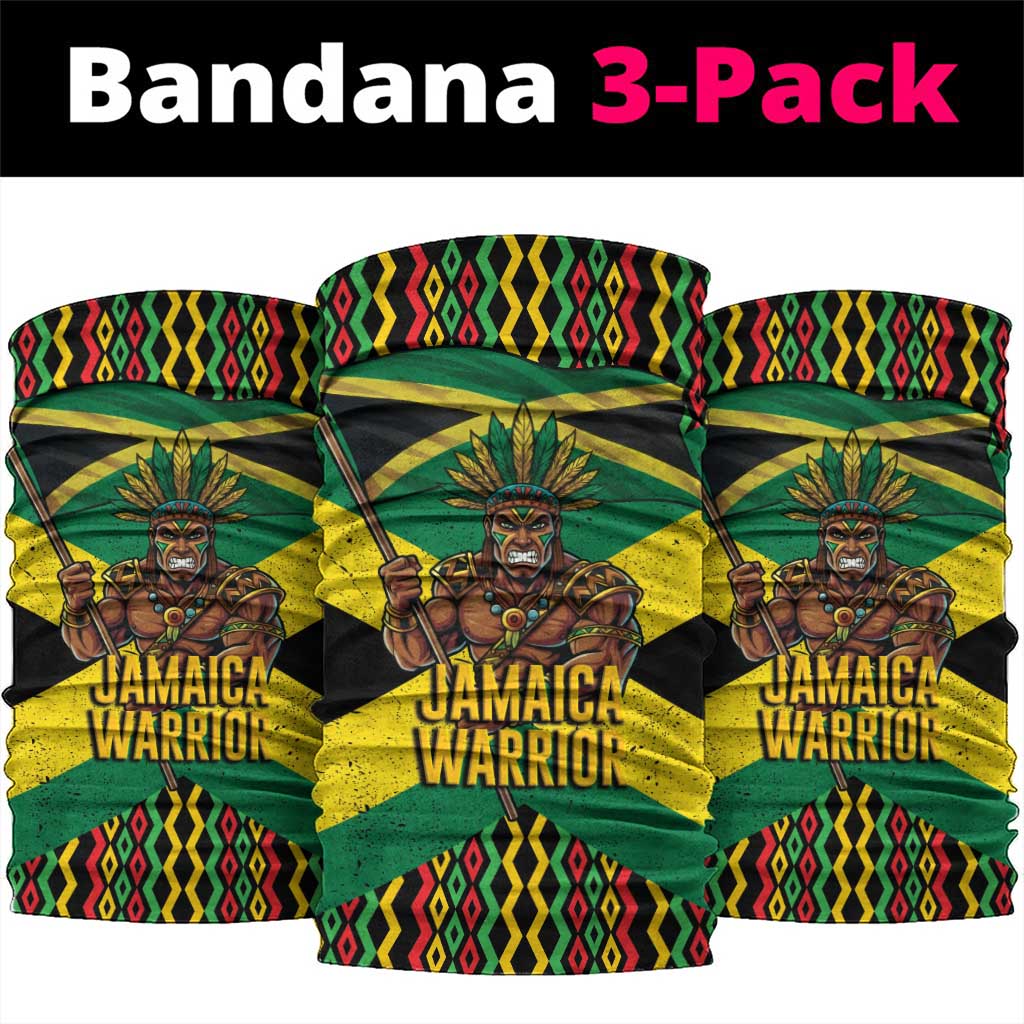 Jamaica Warrior Spirit Neck Gaiter Tribal Fighter in Reggae Colors - Wonder Print Shop