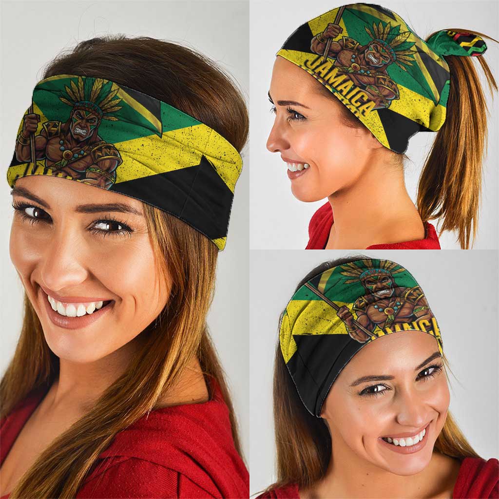 Jamaica Warrior Spirit Neck Gaiter Tribal Fighter in Reggae Colors - Wonder Print Shop
