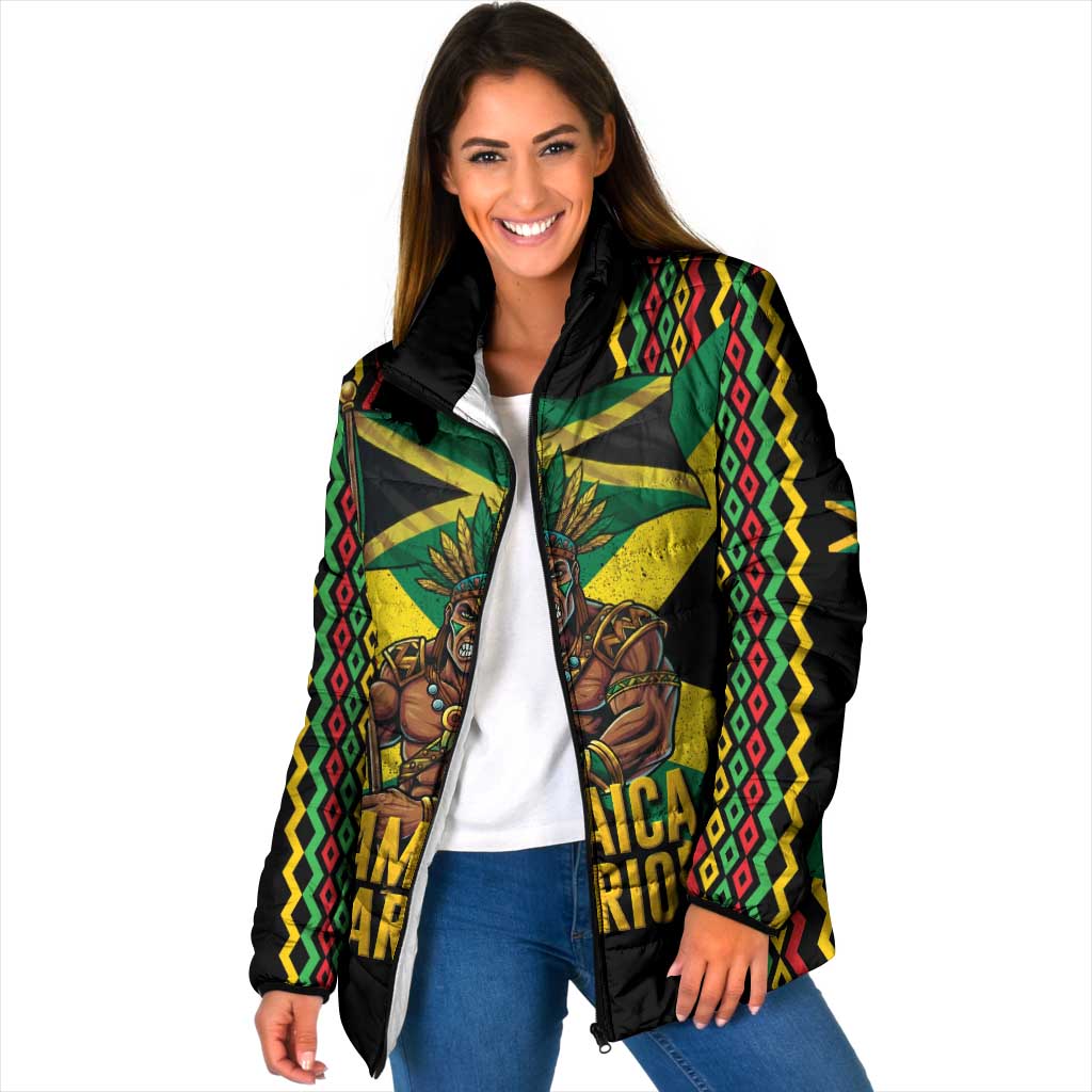 Jamaica Warrior Spirit Padded Jacket Tribal Fighter in Reggae Colors - Wonder Print Shop