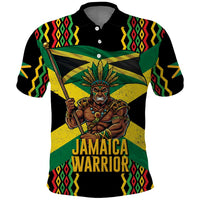 Jamaica Warrior Spirit Polo Shirt Tribal Fighter in Reggae Colors - Wonder Print Shop