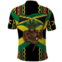Jamaica Warrior Spirit Polo Shirt Tribal Fighter in Reggae Colors - Wonder Print Shop