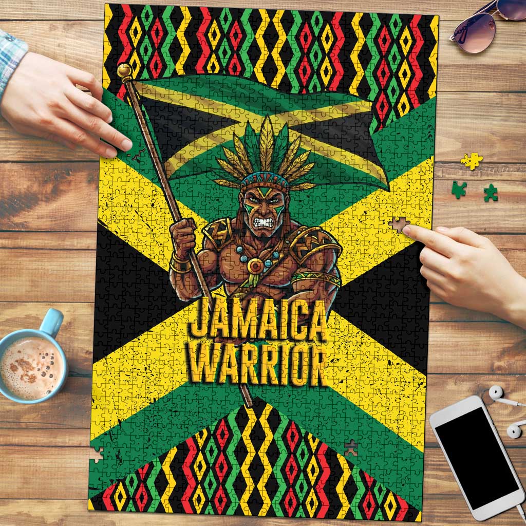 Jamaica Warrior Spirit Puzzle Tribal Fighter in Reggae Colors - Wonder Print Shop