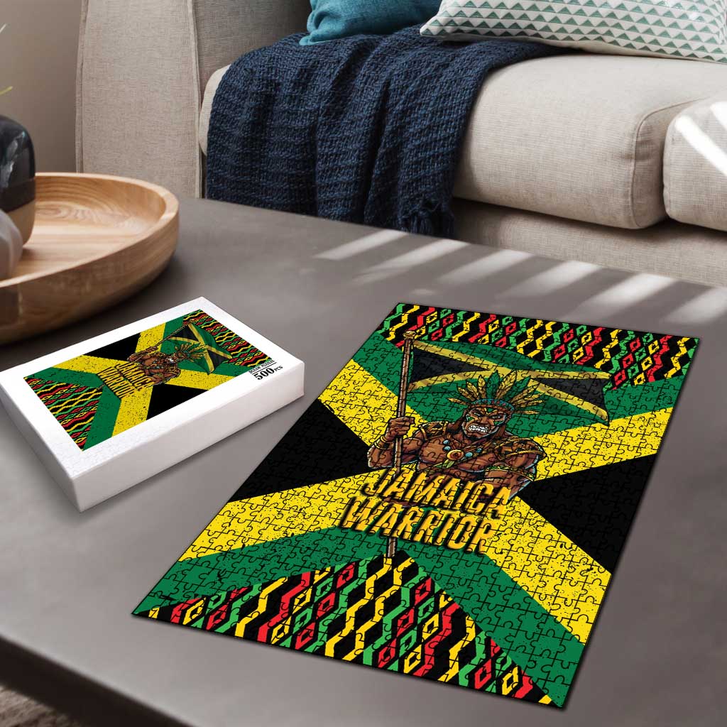 Jamaica Warrior Spirit Puzzle Tribal Fighter in Reggae Colors - Wonder Print Shop