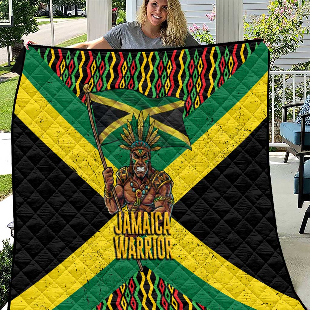 Jamaica Warrior Spirit Quilt Tribal Fighter in Reggae Colors - Wonder Print Shop