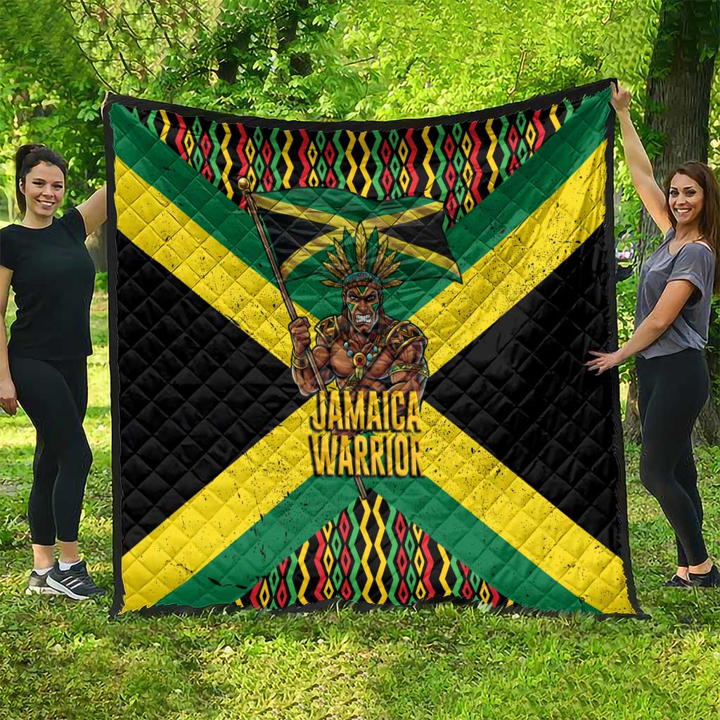 Jamaica Warrior Spirit Quilt Tribal Fighter in Reggae Colors - Wonder Print Shop