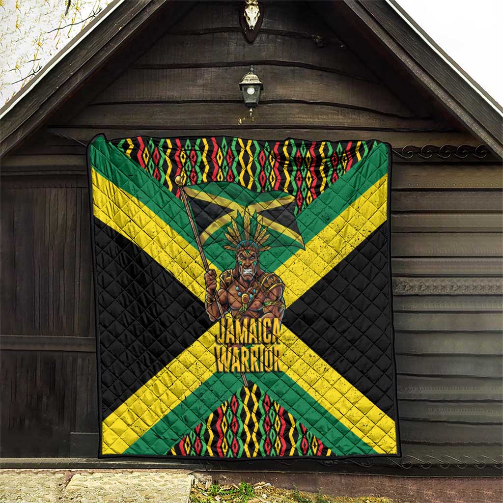 Jamaica Warrior Spirit Quilt Tribal Fighter in Reggae Colors - Wonder Print Shop