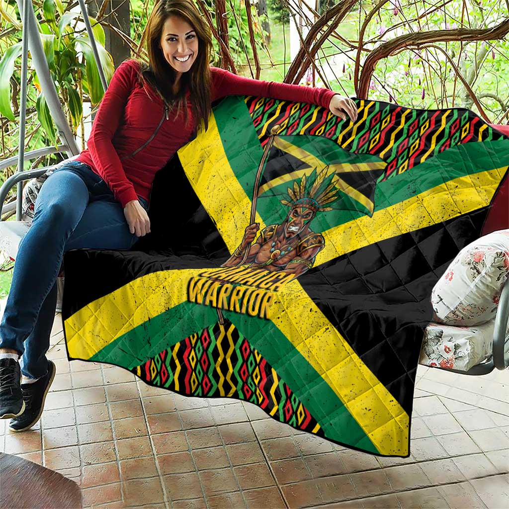 Jamaica Warrior Spirit Quilt Tribal Fighter in Reggae Colors - Wonder Print Shop