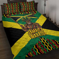 Jamaica Warrior Spirit Quilt Bed Set Tribal Fighter in Reggae Colors - Wonder Print Shop