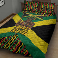 Jamaica Warrior Spirit Quilt Bed Set Tribal Fighter in Reggae Colors - Wonder Print Shop