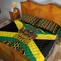 Jamaica Warrior Spirit Quilt Bed Set Tribal Fighter in Reggae Colors - Wonder Print Shop