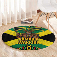 Jamaica Warrior Spirit Round Carpet Tribal Fighter in Reggae Colors - Wonder Print Shop