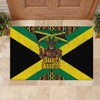 Jamaica Warrior Spirit Rubber Doormat Tribal Fighter in Reggae Colors - Wonder Print Shop