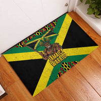 Jamaica Warrior Spirit Rubber Doormat Tribal Fighter in Reggae Colors - Wonder Print Shop