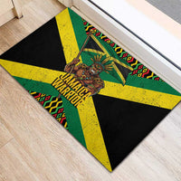 Jamaica Warrior Spirit Rubber Doormat Tribal Fighter in Reggae Colors - Wonder Print Shop