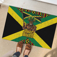 Jamaica Warrior Spirit Rubber Doormat Tribal Fighter in Reggae Colors - Wonder Print Shop